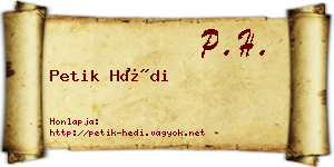 Petik Hédi névjegykártya